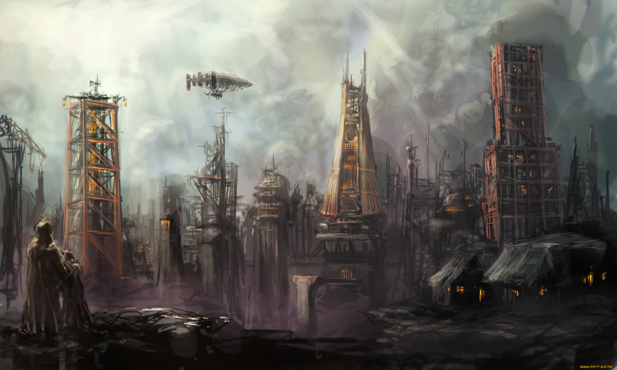 Разрушенный город Sci Fi Art
